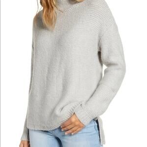 CASLON Mock Neck High Low Sweater in Grey-S